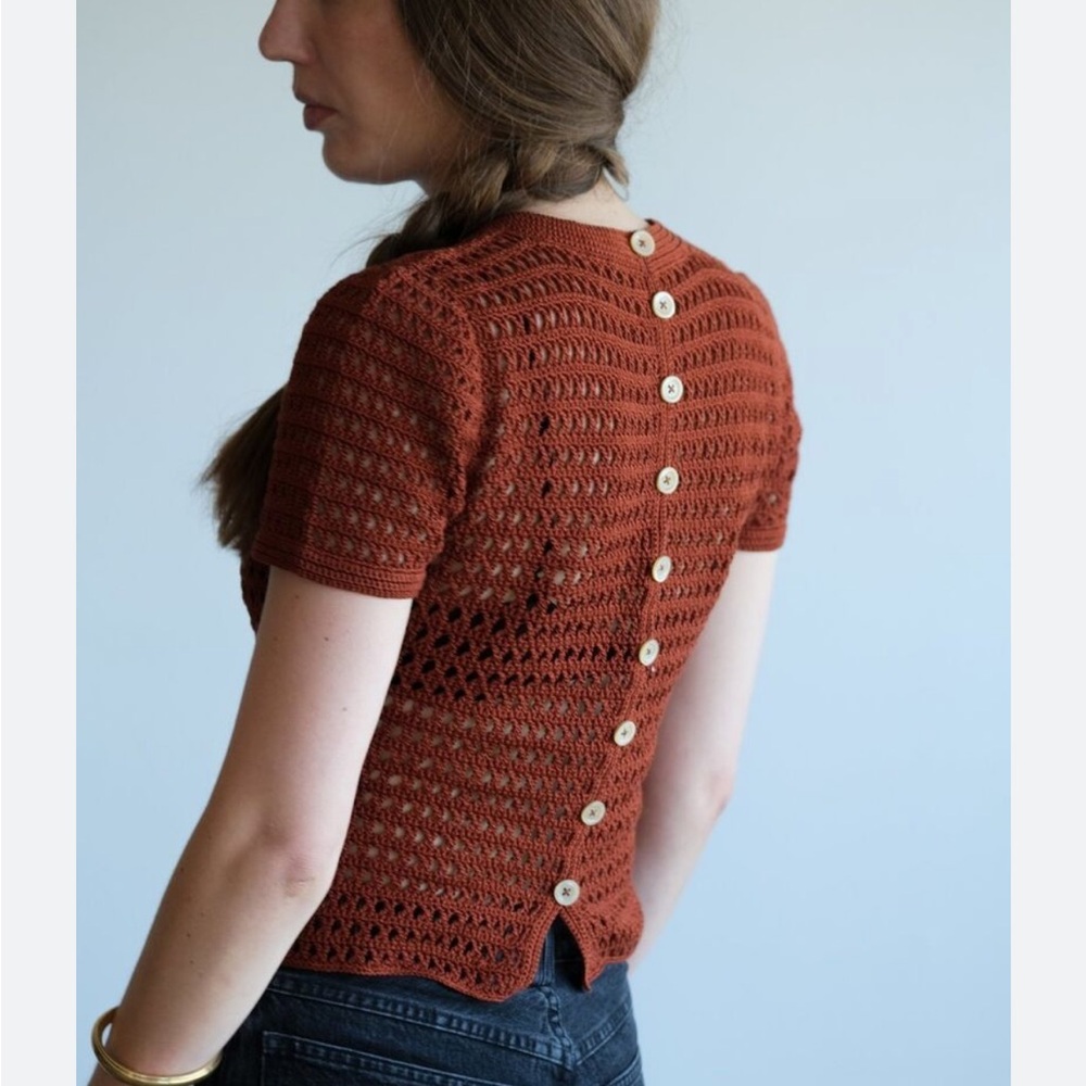 Rachel Comey Cocoa Result Women’s Cotton Crochet tee size small, like new